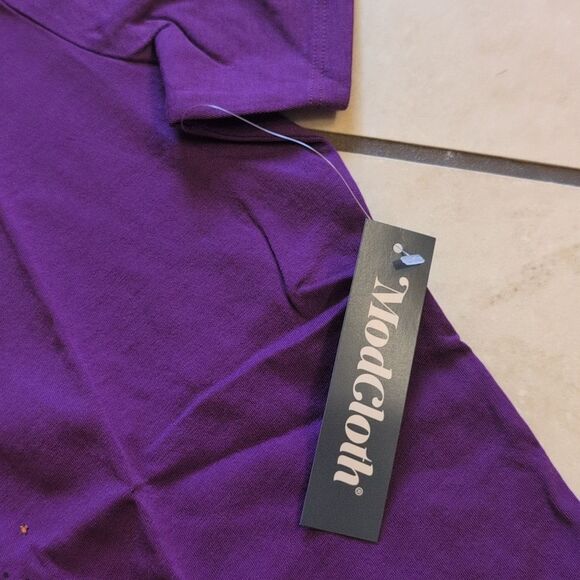 NWT ModCloth Halloween Tee Shirt Purple Organic Cotton Size L - Picture 9 of 11